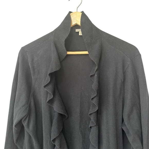Talbots Black Ruffle Open Front Cardigan Sweater, M - Picture 4 of 6